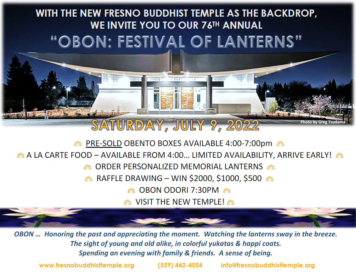 76th Annual Obon Festival of Lanterns, July 9th, 2022 Fresno